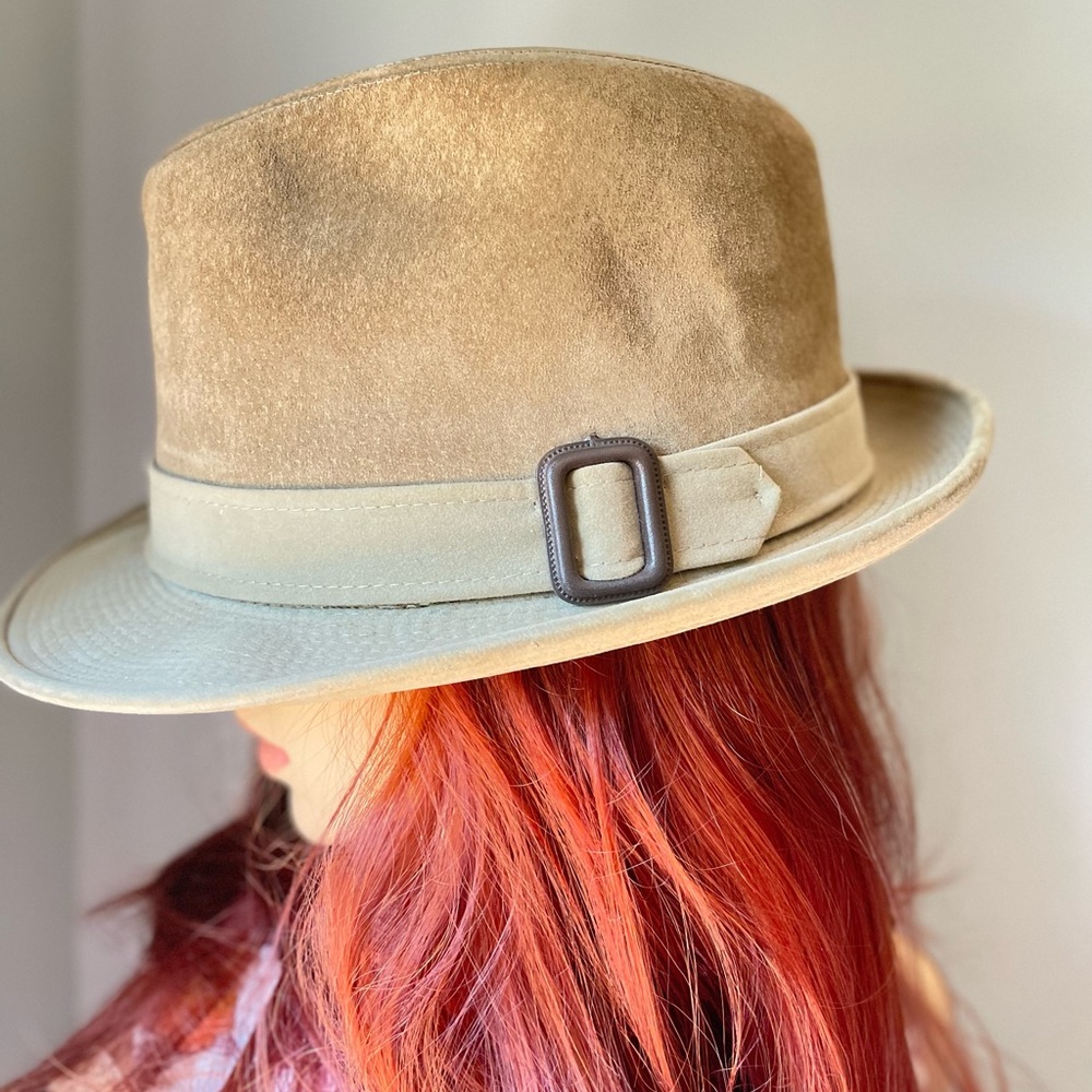 Vintage Dobbs Suede Fedora Light Tan Size 7 3/8